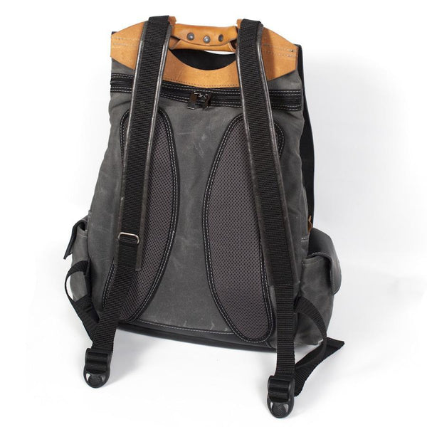Canvas and Leather Backpack Grey and Black Backpack Made in Canada