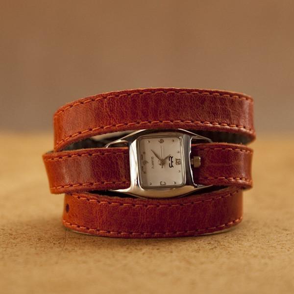 Leather outlet wrap watch