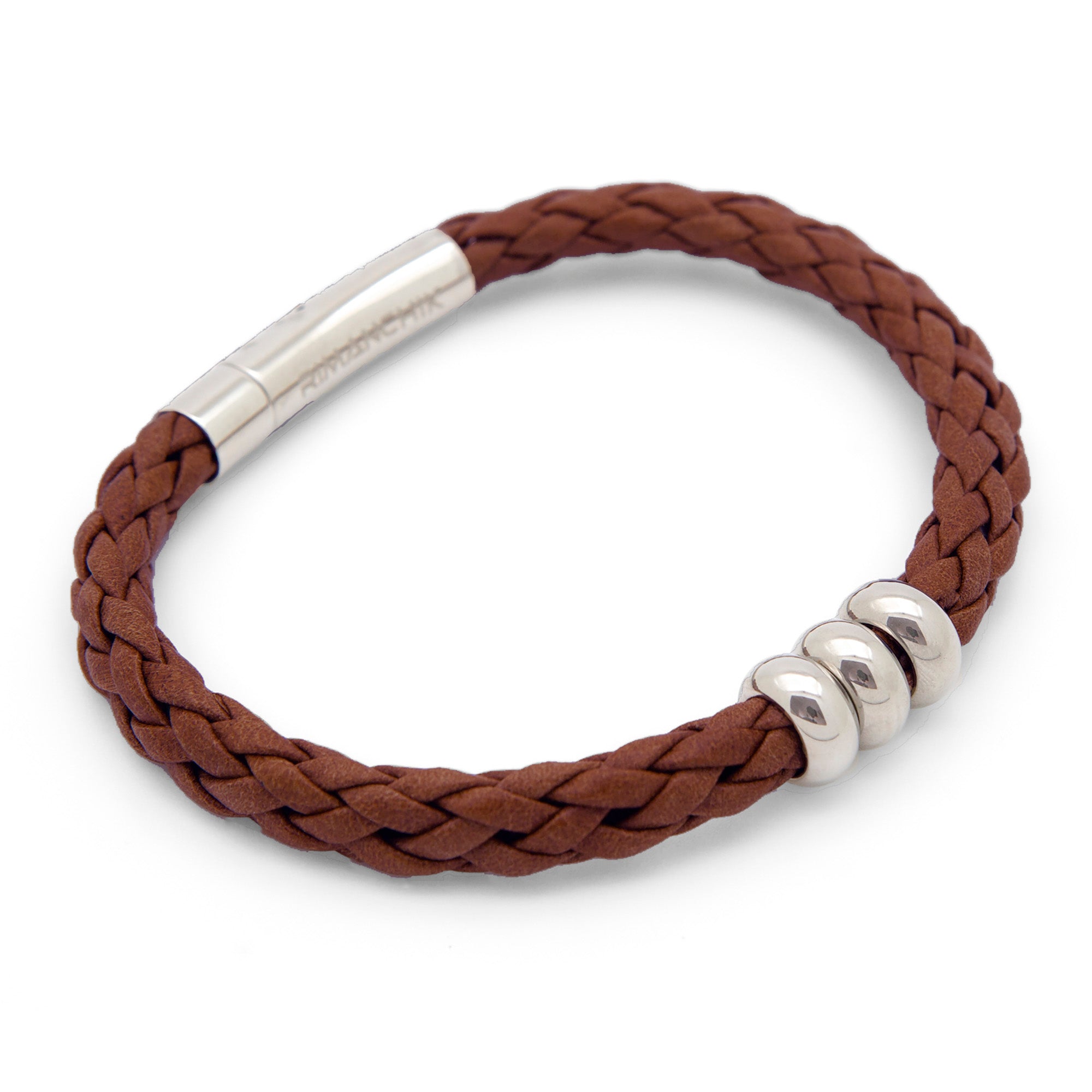 Brown braided leather bracelet | Brown leather cuff | Made in Canada Medium: 19cm / 7.5”