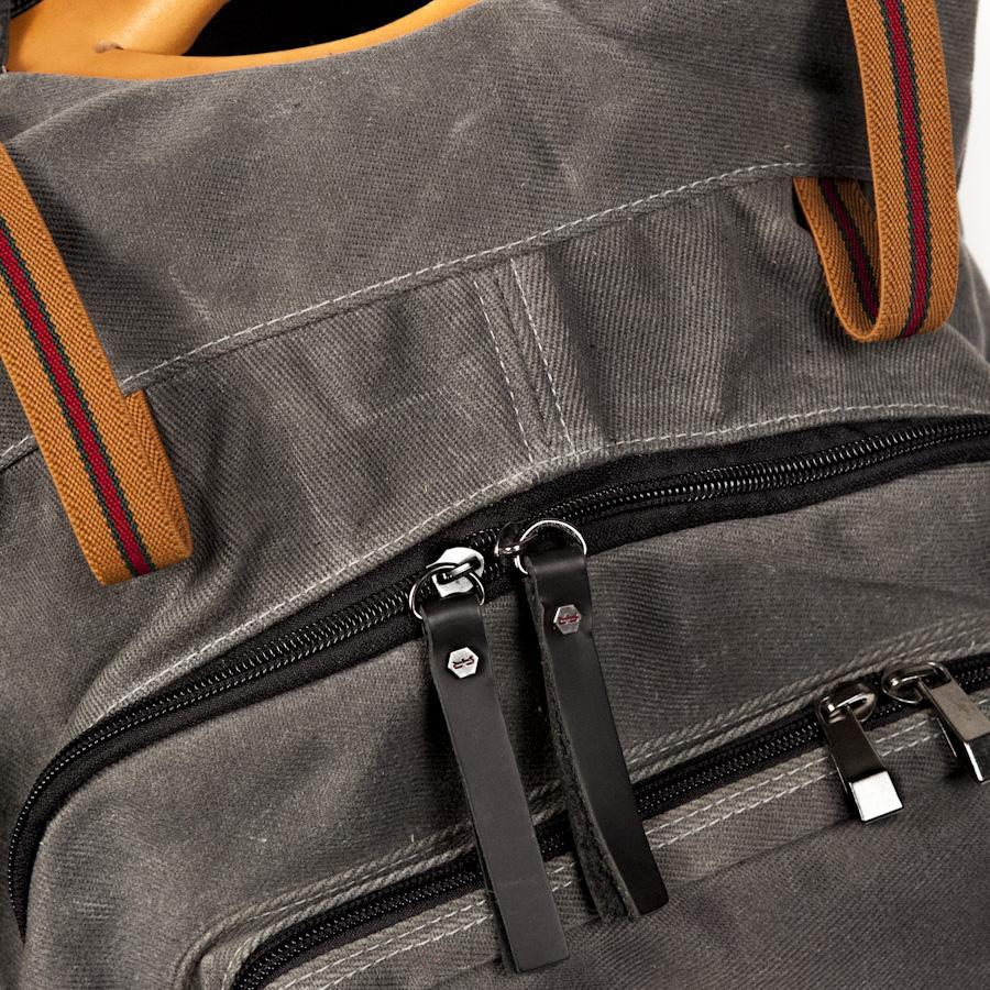 Canvas and Leather Backpack Grey and Black Backpack Made in Canada