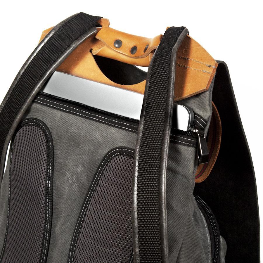Canvas and Leather Backpack Grey and Black Backpack Made in Canada