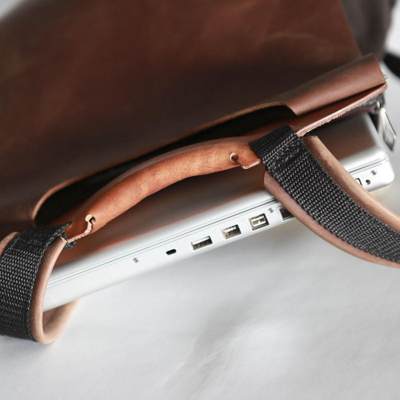 Canvas and Leather Backpack Grey and Black Backpack Made in Canada